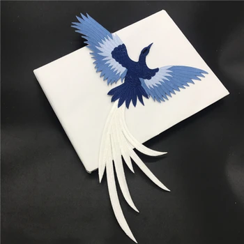 Vták Výšivky Žehlenie Handričkou Nálepky Modrá Phoenix Big Patch Obtlačky Cheongsam Oblečenie, Dekorácie Nádherné HOBBY Ručné