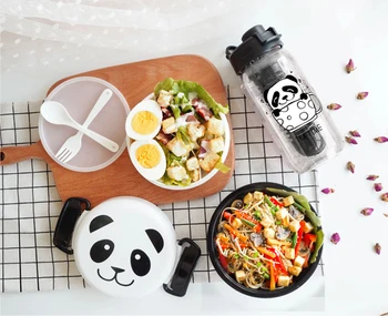Panda tvar Lunch box Mikrovlnná Bento Kontajner s priehradkami Prípade Riadu bento potravín box Úložný Kawaii panda lunch box