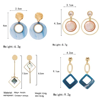 Nový Kórejský Akryl Náušnice Pre Ženy Vyhlásenie 2020 Modrá Geometrické Náušnice Kruhu Kovové Drop Módne Náušnice Šperky.