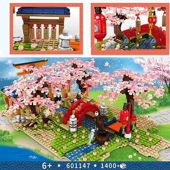 SEMBO Japonská Sakura Cherry Blossom Rieky Stavebné Bloky Model Architektúry Technickej Constructor Tehly Hobby Hračky Pre Dievčatá