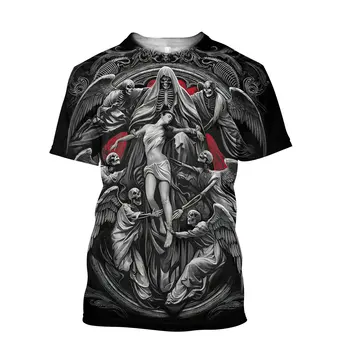 Reaper Lebky Anjel A Démon 3D celého Vytlačené Mužov tričko Letné Módy Harajuku krátke Sleeve Tee tričká Unisex topy TX-9