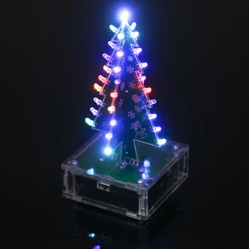 Trojrozmerný Vianočný Strom 3D LED DIY Kit 7 Farby Červená/Zelená/Žltá LED Bleskom Okruhu Stavebnice Elektronické Suite s Hudbou
