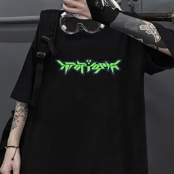 Gotický Tmavé Ženy Tshirts Nadrozmerná Tee Punk Zelený Grafický Oblečenie Kpop Harajuku Streetwear Femme T Shirt Hip Hop Krátky Rukáv 2