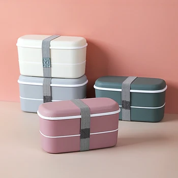 Dvakrát Vrstvy Bento Box Eco Friendly Lunch Box Potravín obalovému Materiálu Mikrovlnnej Riadu Lunchbox Vstavané Riadu