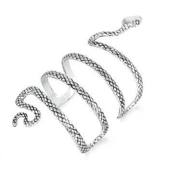 Móda prehnané antique silver had-tvarované otvoriť náramok rytie retro prívesky pre ženy had ruku náramok šperky impulz