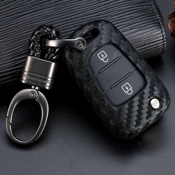 Carbon Fiber vzor Silikónové Kľúča Vozidla Kryt Plášťa Prípade držiteľ Keychain Pre Hyundai I30 Solaris Verna Kia Rio K2 K5 Sportage Ceed
