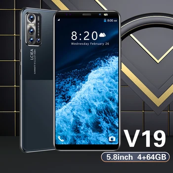 Dual Sim Karte V19 Smartphone 4800mAh Big Batérie 4K HD Displej, Deca Core MTK6889 Procesor 4G 5G WIFI 16 MP Zadná Kamera, Mobil