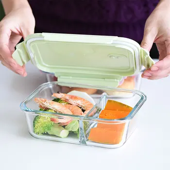 Sklo Bento Lunch Box na Uskladnenie Potravín Piknik Mikrovlnná Rúra Marmita Kuchynské Nádoby Tupper Cristal Jedlo Prípravka bento box