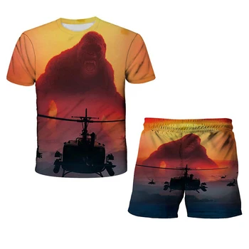 Letné Nový Chlapec Godzilla-T-Shirt Deti Dievča Oblečenie Street Fashion 3D-Tlačené Posádky Krku, Krátke Sleeve T-Shirt Topy