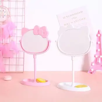 Espelho de maquiagem de gato rosa com espelhos led espelho de pé espelho de mesa de luz ajustável espelho de vaidade de de tela