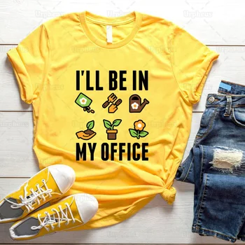 Budem V Mojej Kancelárii Záhrada T-shirt Zábavné Prírodné Botanické Tričko vysadiť Kvety Top Tees Harajuku Tričko