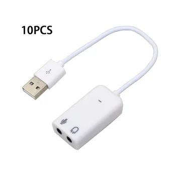 10PCS Externý USB Audio Zvukové Karty Adaptéra 7.1 Virtuálny Kanál S Kábel Mikrofónu s priemerom 3,5 mm, rozhranie Zvukovej Karty