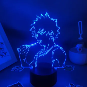 Môj Hrdina Akademickej obce Anime Obrázok Katsuki Bakugo 3D Led Nočné Osvetlenie RGB Neon Darček k Narodeninám Lávové Lampy, Spálňa Tabuľka Manga Dekorácie