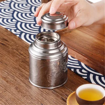 Hrubé nehrdzavejúcej ocele čaj box kovové plechovky pre zelený čaj skladovacie vozíky kávy nádobu hermeticky orech kanister jar 1pc