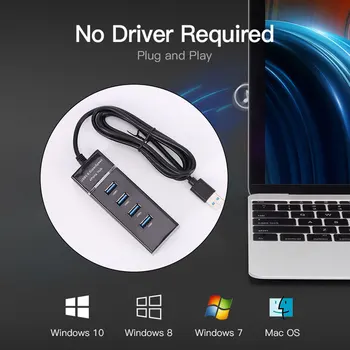 4-v-1, USB Typ-C Hub 5Gbps s 4 Porty pre Windows XP / Vista / Win 7 / Linux / MAC OS 9.1 Notebook Príslušenstvo