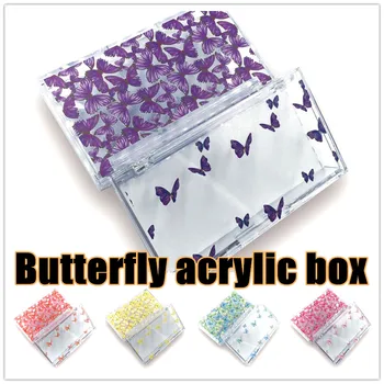 Motýľ akrylové okno veľkoobchod rias balenie box lash boxy obaly vlastné vlastné logo pre 10 mm-25 mm noriek mihalnice prípade