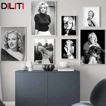 Marilyn Monroe Plátno na Maľovanie Obrázkov na Obývacia Izba Filmové Plagáty a Tlačí na Steny Umenie Čierna Biela Obrázok Domáce Dekorácie