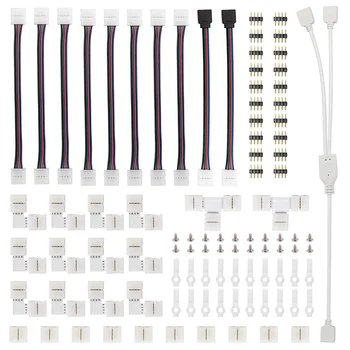 95pcs 5050 4-pin LED Pásy Konektor Auta s T v Tvare L v Tvare Konektory Pásky Jumper Pásy Klipy