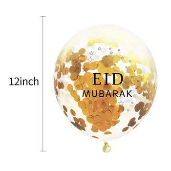 10pcs 12inch Eid Mubarak Dekor Lesk Konfety Balón Ramadánu Eid List Mesiac Latexové Balóny Pre Moslimských Strana Dodávky