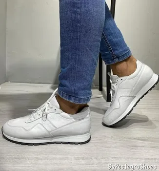 Biela pravá Koža Bežné Black Men 'S Topánky kožené mäkké, protišmykové gumy loafer topánky muž Bežné originálne kožené topánky 2021