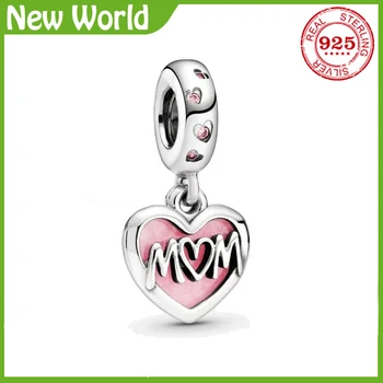 New 925 Sterling Silver Dazzling Pink Butterfly Heart Zirconia Beads Fit Original Charms Pan Bracelet Bead DIY Jewelry