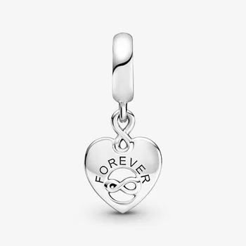 Skutočné 2021 Nové 925 Sterling Silver Korálky Priatelia Navždy Srdce Visieť Charms Fit Pôvodné Pandora Náramok Ženy DIY Šperky