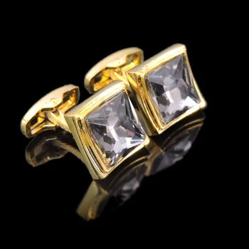 Zlato námestí white crystal manžetové gombíky módne pánske francúzske tričko putá tlačidlá dámske šperky