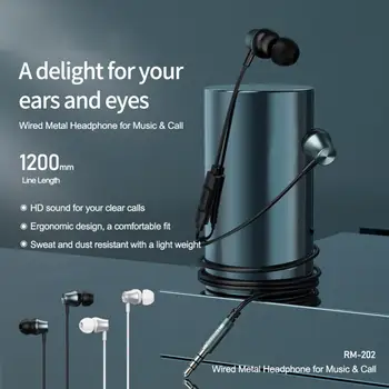 Remax RM-202 Káblové Stereo Hudobný Mobilný Telefón, Slúchadlá In-ear Headset s Mikrofónom 2021