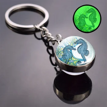 Svietiace Korytnačky Dolphin Keychain Žiariace Sklo Loptu Seahorse Hviezdice Octopus Morského Života Kľúčov S Príveskom, Šperky Z Morských Zvierat