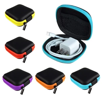 Multi-Funkčný Mini, PU Kože Zips Slúchadlá Prípade Prenosné Slúchadlá Box Slúchadlá Skladovanie Tašky Ochranné USB Kábel Organizátor