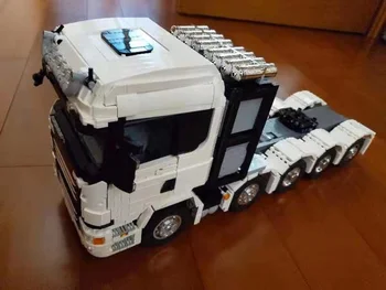 Technológia stavebným MOC Scania traktor, prípojné vozidlo, kontajner RC diaľkové ovládanie montáž autíčka model chlapec Vianočný darček