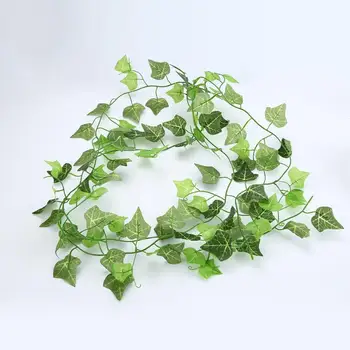 1pcs 100 listov 210 cm domáce dekorácie umelé ivy leaf veniec rastlín viniča falošné popínavé rastliny kvet liana zelený brečtan veniec
