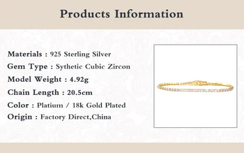 Aide 925 Sterling Silver Náramok Pre Ženy, Dievčatá Kórejský Luxusné Lesklé Štvorcový Zirkón Kpop Nastaviteľné Náramok Šperky Veľkoobchod
