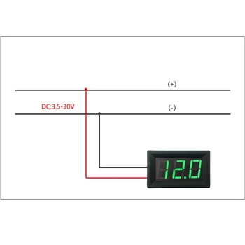 2 Vodiče Digitálny Voltmeter Napätie Panel Meter 0.36 Palcov DC 3.1 - 32V/0-100V pre Electromobile Motocykel, Auto