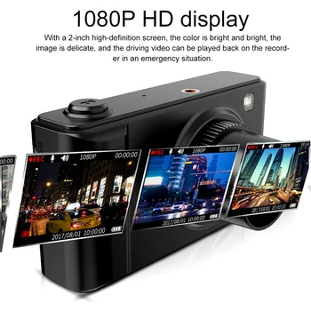 Auto Kamera Full HD DVR Rekordér Dash Fotoaparát Voiture 2-Palec Slučky Nahrávanie Auto Dual Dash Cam Video Rekordér 1080P Nočné Videnie
