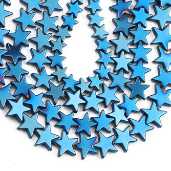 UPGFNK Prírodný Kameň Modrý Pentagram Star Hematite Perličiek 4/6/8/10 mm Dištančné Voľné Korálky Pre Šperky, Takže Náramok Diy Príslušenstvo