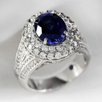 Huitan Nádherné Modré Cubic Zirconia snubný Prsteň pre Ženy Temperament Elegantné Svadobné Manželstva Strany Krúžok Módne Luxusné Šperky