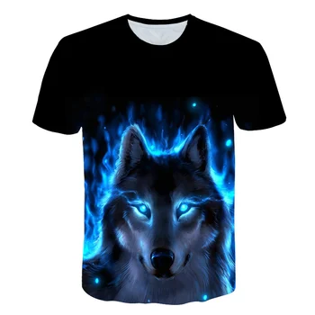 BIAOLUN 4t-taktné-14T rokov mladiství t-shirt pre chlapcov alebo dievčatá 3D wolfs vytlačené krátky rukáv, okrúhly golier t shirt veľké deti hot predaj