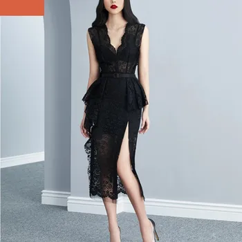 ZAWFL 2020 Lete Župan Femme kórejský Elegantnej Čipky Bavlna Maxi Šaty Ženy bez Rukávov tvaru Vyšívané Morská víla Dlho Party Šaty