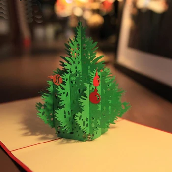 3ks/veľa 3D Pozdrav Vianočný Stromček, Vianočné Karty Pop-Up Karty Obálky Pohľadnice Darček k Narodeninám Prípade Party Dodávky