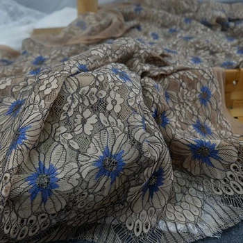 Dĺžka a šírka 1,5 m, krásne export kvety mihalnice čipky tkaniny DIY oblečenie, šaty, bytové doplnky