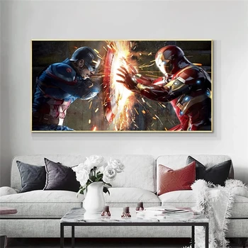 Kapitán Amerika Iron Man Marvel Avengers Plátno na Stenu Umelecké Plátno Plagát a Vytlačiť Obrázok na Stenu Art Decor Maľovanie na Obývacia Izba