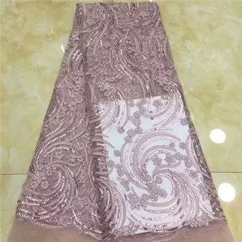 Africké čipky textílie s flitrami zlato broskyňa 2018 hot sequin tkaniny vysokej kvality tylu flitrami čipky textílie pre večerné šaty f5