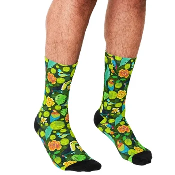 2021 Zábavné pánske ponožky Tropické Toucan Vzor Vytlačené hip hop Muži Radi roztomilé Ponožky chlapcov street štýl Crazy Ponožky pre mužov