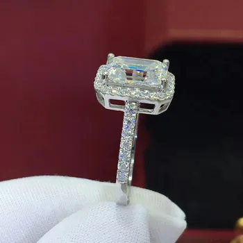 Bling Veľké rezanie Kameňa 925 Sterling Silver Prst Prsteň Crystal Snubné prstene Zásnubné Prstene pre Ženy Móda Výročie Darček