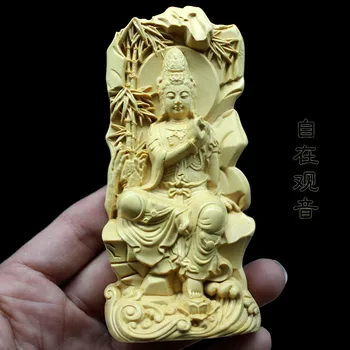 Dongcode,ručne vyrezávané krušpán,drevené Maitreya Budha prívesok socha rukoväť jedenásť cm vysoká