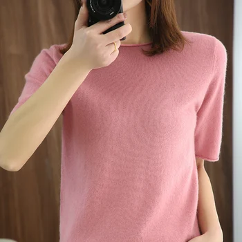 Ženské cashmere stočený golier, krátky rukáv Pulóver pevné cashmere sveter ženy Pulóver