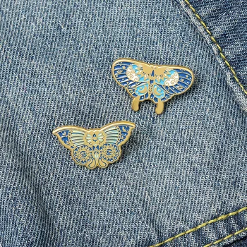 XEDZ 2 Druhy Zlata Blue Butterfly Odznak Brošňa Zvierat Kovové Smalt Klopě Pin Batoh Oblečenie, Módne Šperky, Darček pre Priateľov