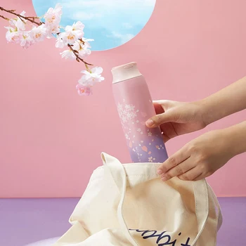 Japonský Štýl Sakura Prenosné Termosky Cestovné Hrnček Kávy Izolované Pohár 304 Nerezovej Ocele, Vákuové Banky Fliaš Vody Pre Dievčatá