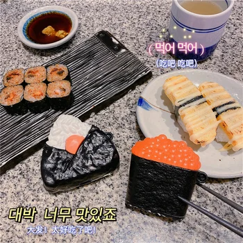 NOVÝ Roztomilý Japonsko 3D Sushi Ryže Loptu Slúchadlá Prípade AirPods pro 2 1 Prípadoch Silikónový Ochranný Kryt Plnenie Box S Kľúčom